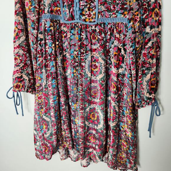 Anthropologie Abia Velvet Peasant Renaissance Festival Burnout Mini Dress - Picture 6 of 13